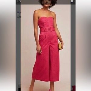 Anthropologie Pink Strapless Jumpsuit
